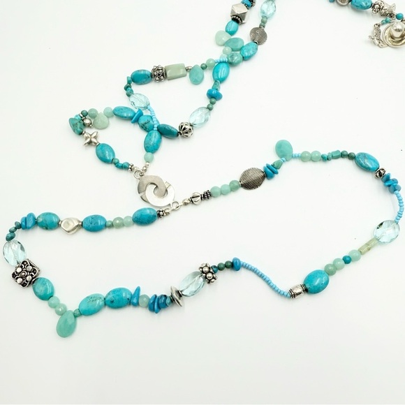 Sterling Silver Southwestern Faux Turquoise Howlite Bead Cowboy Western Necklace - Picture 9 of 12